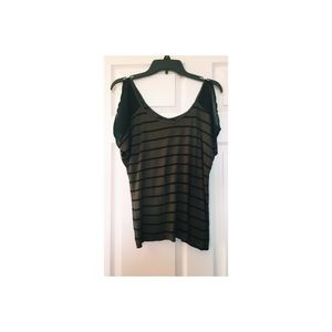 Green and Black open shoulder Tee